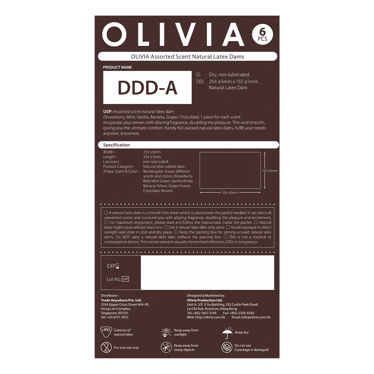 Olivia Assorted Scent 6's Pack Natural Latex Dams-p_3