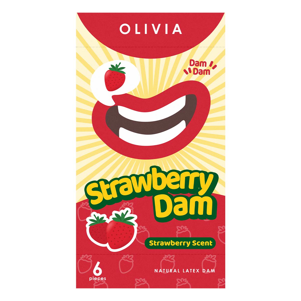 Olivia Strawberry Scent 6's Pack Natural Latex Dams-thumb_2
