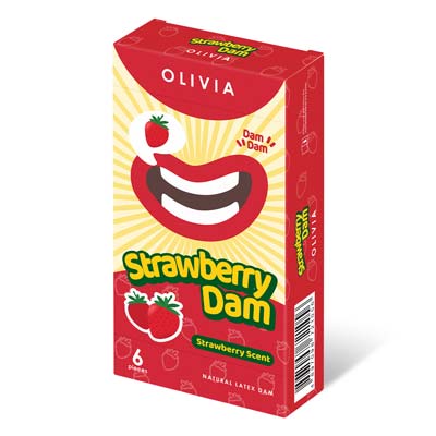 Olivia Strawberry Scent 6's Pack Natural Latex Dams (Short Expiry)-thumb