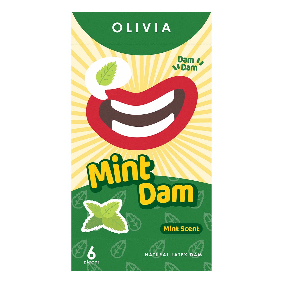 Olivia Mint Scent 6's Pack Natural Latex Dams (Short Expiry)-thumb_2