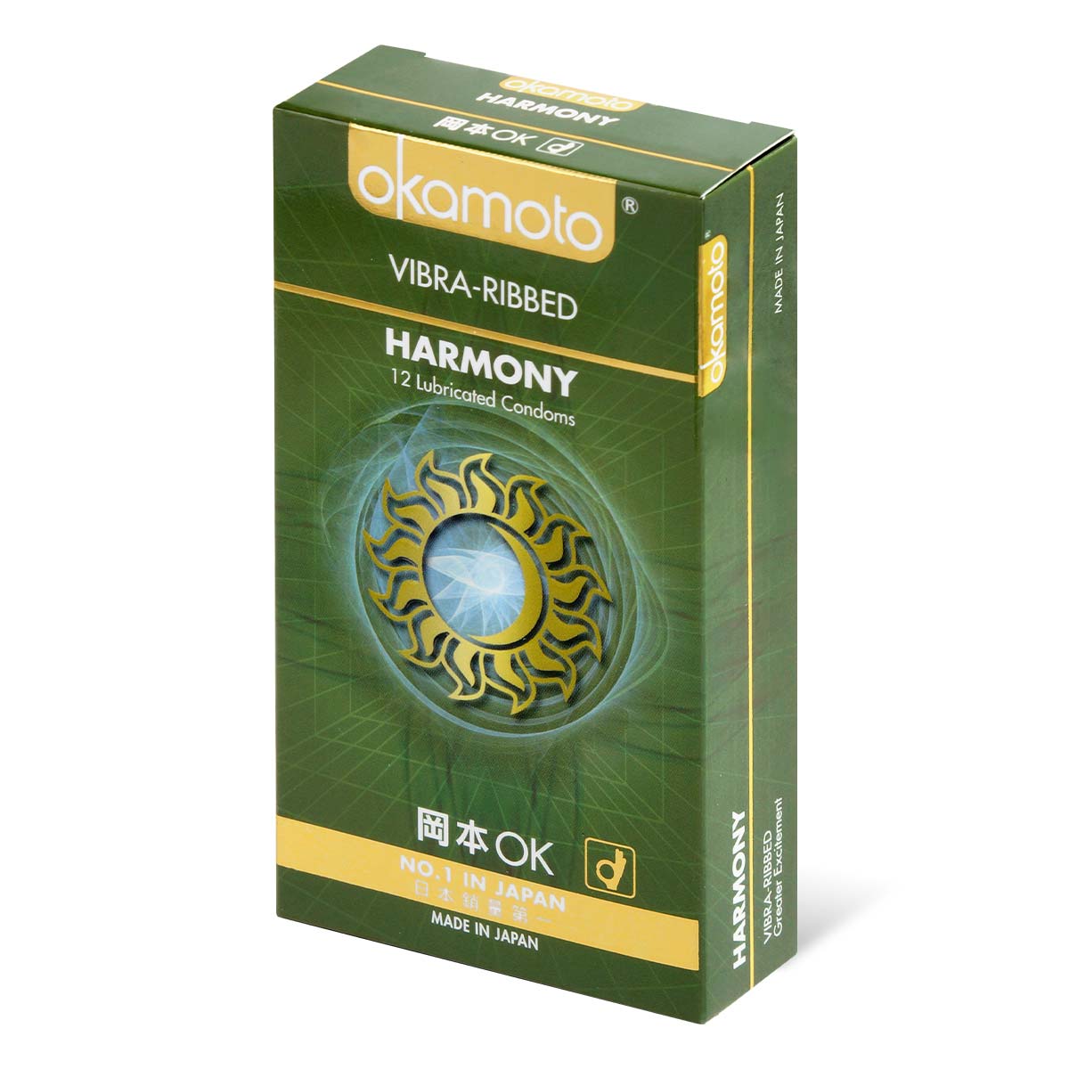 Okamoto Harmony Vibra Ribbed 12's Pack Latex Condom-thumb_1