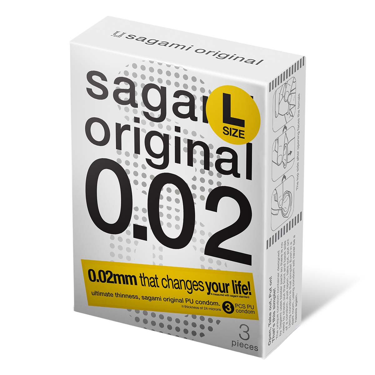 Sagami Original 0.02 L-size 58mm 3's Pack PU Condom-thumb