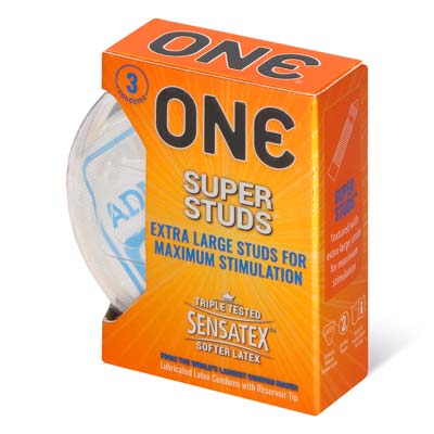 ONE Super Studs 3's Pack Latex Condom (Short Expiry)-thumb