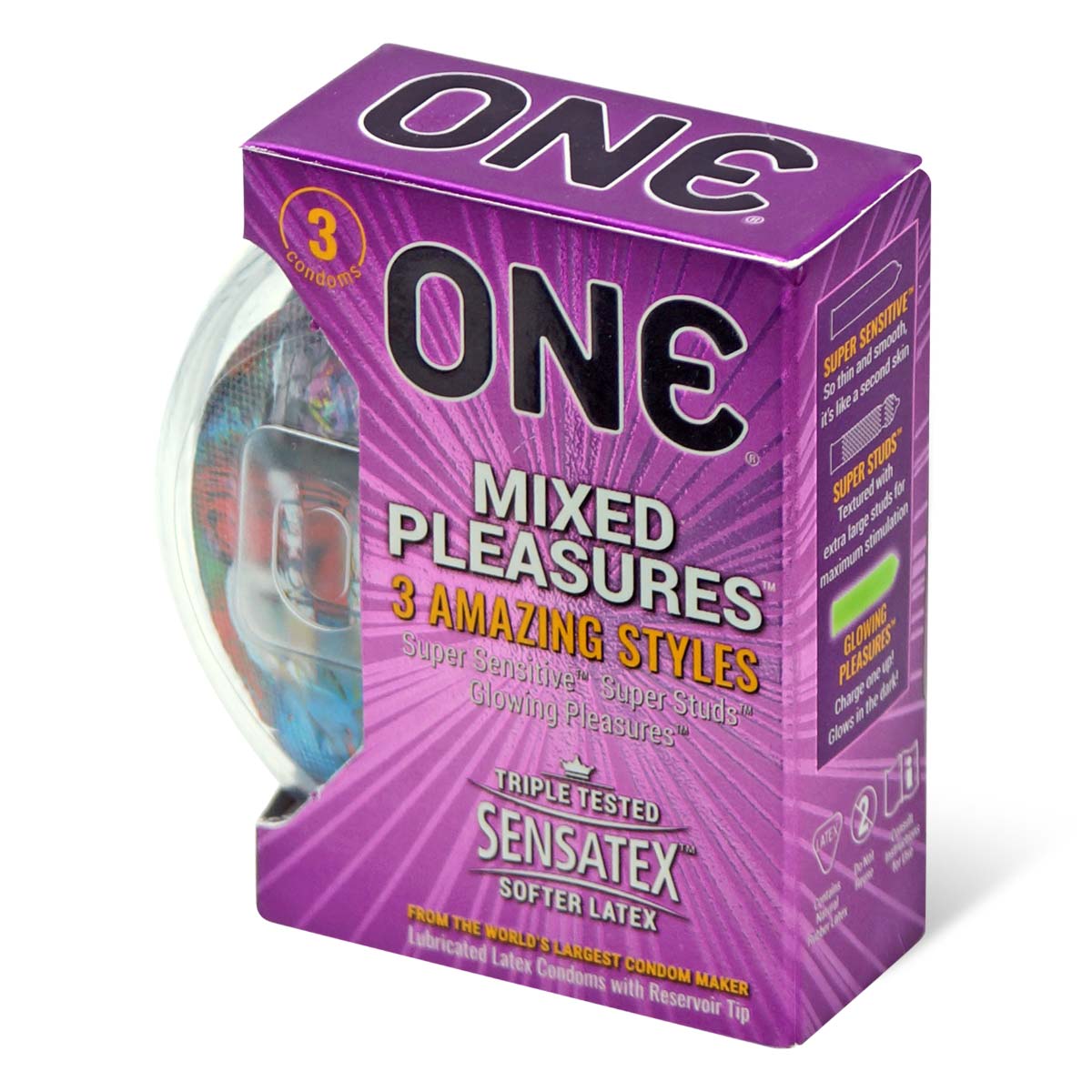 ONE Mixed Pleasures 3's Pack Latex Condom-p_1